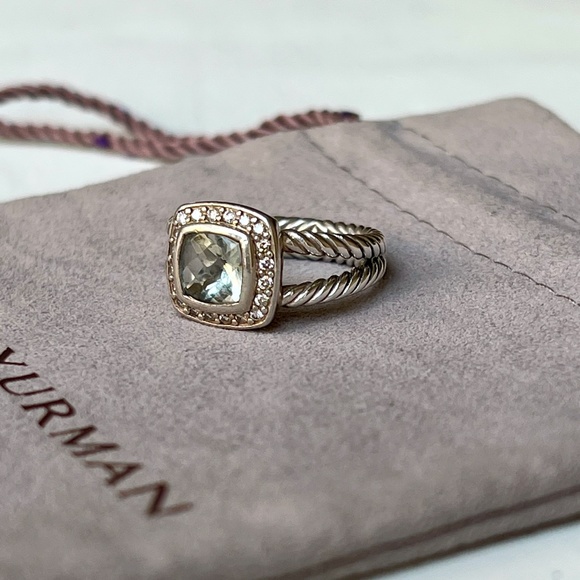 David Yurman Petite Albion® Ring with Prasiolite and Diamonds, sz 6.5 - Picture 4 of 10